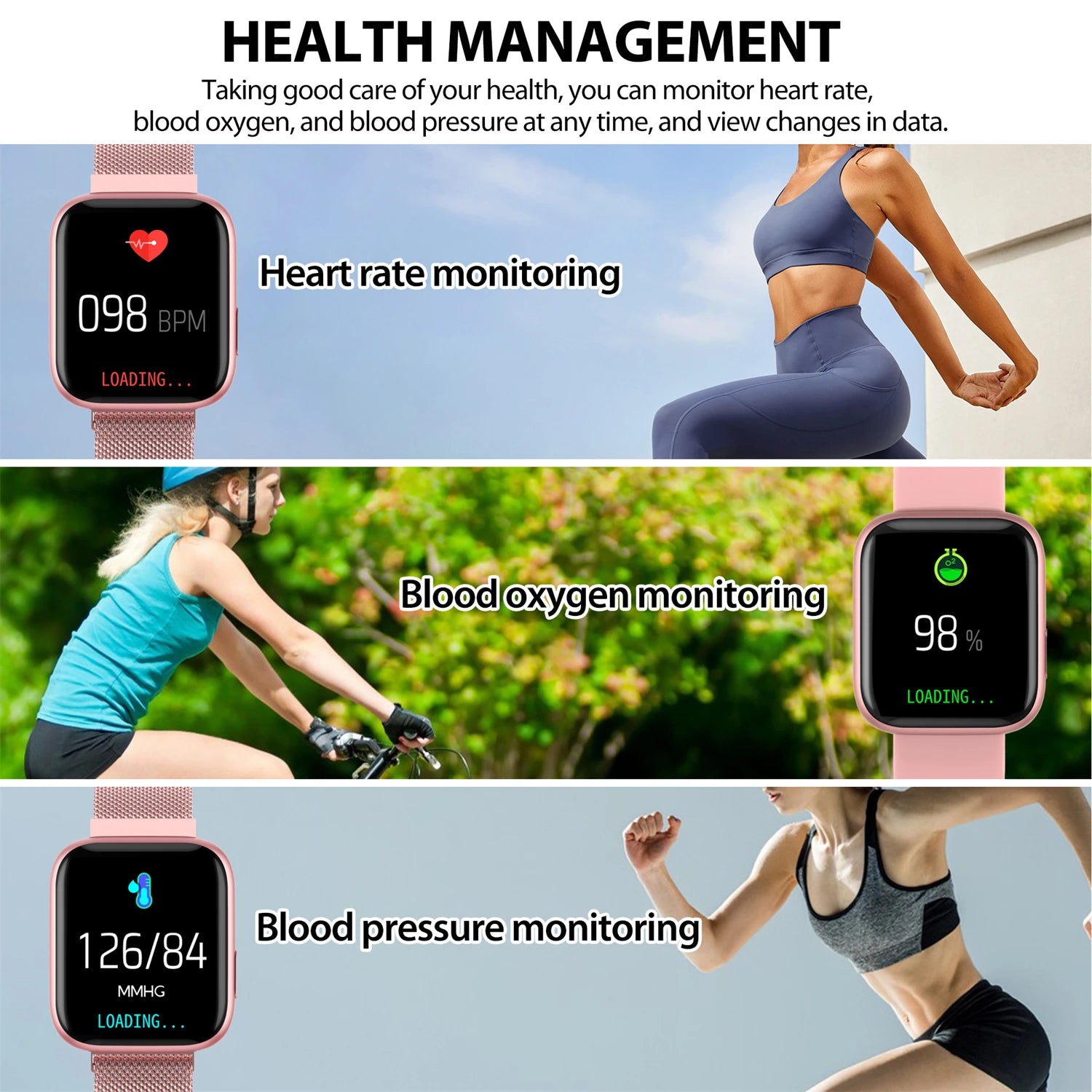 Full Touch Screen Health Monitor Smartwatch