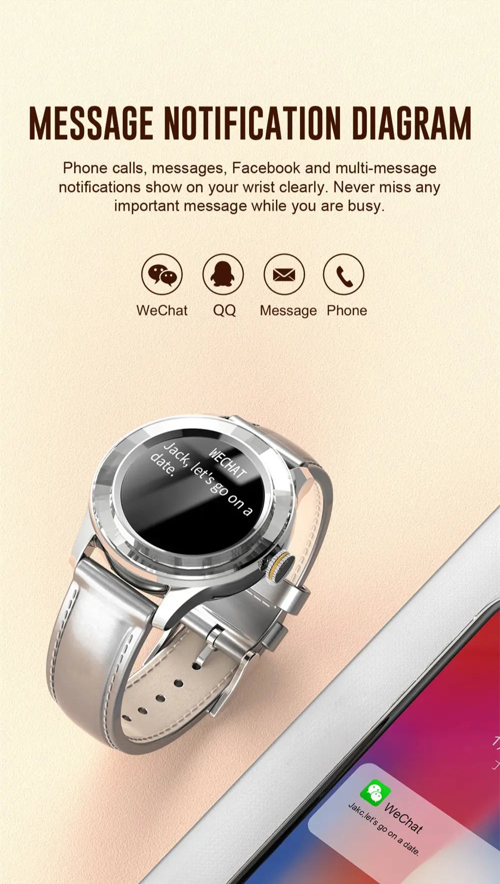 Full Touch Round Screen Waterproof Smartwatch