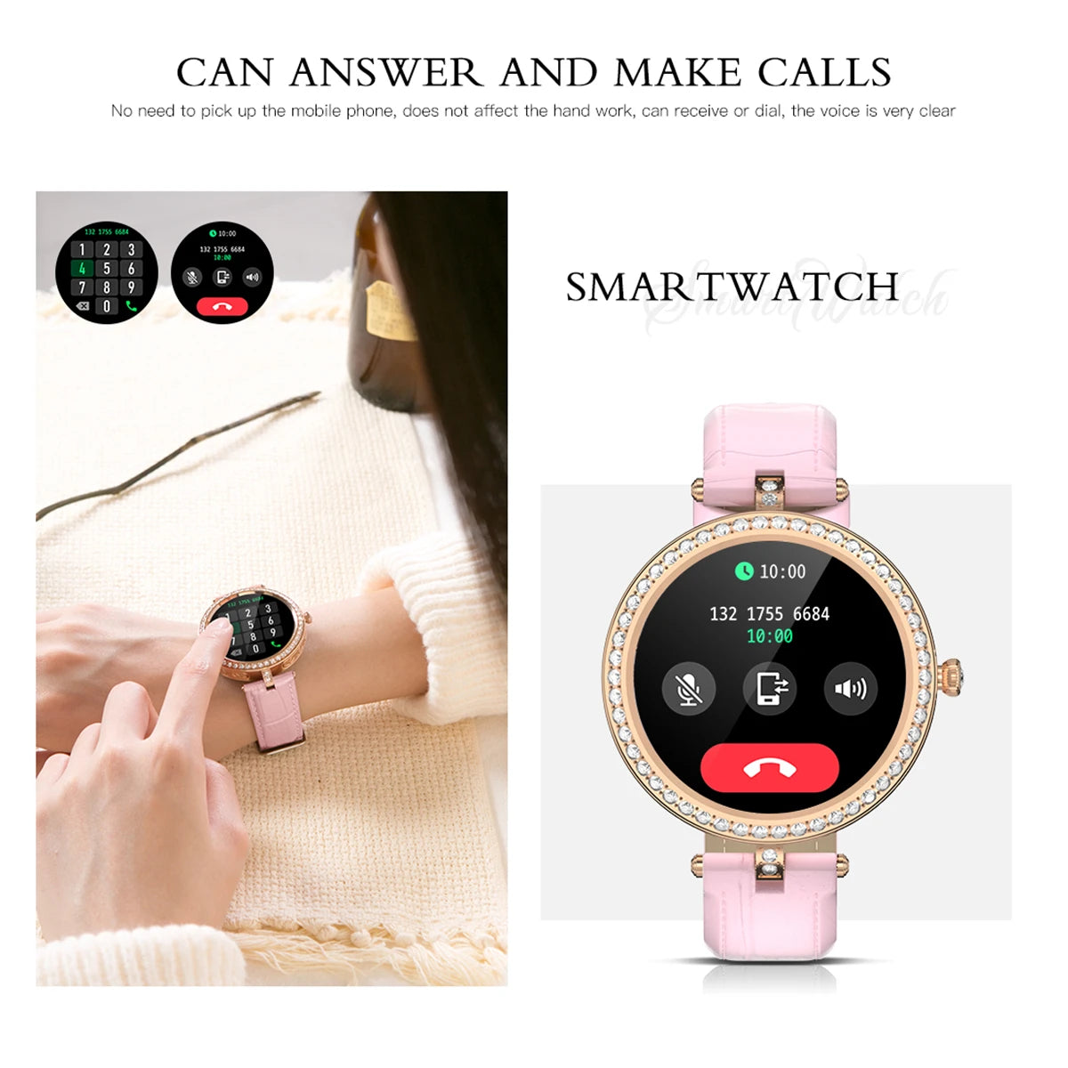 Fashion Shinning Rhinestone Bluetooth Smart Watch