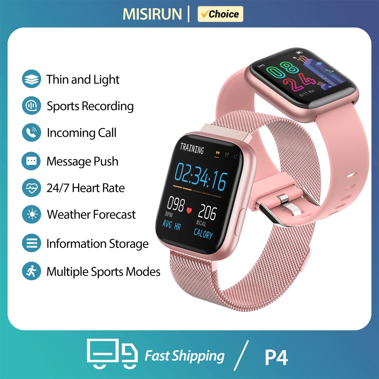 Full Touch Screen Health Monitor Smartwatch