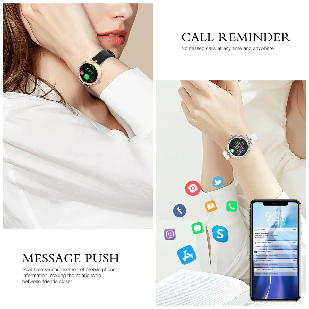 Fashion Shinning Rhinestone Bluetooth Smart Watch